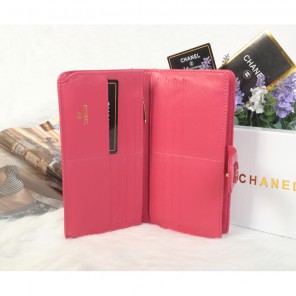 2014 Chanel Matelasse Bi-Fold Wallet Sheepskin Leather C0016 in Rose