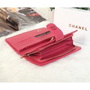 2014 Chanel Matelasse Bi-Fold Wallet Sheepskin Leather C0016 in Rose