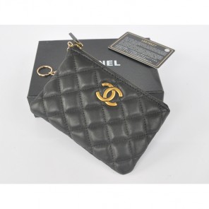 2014 Chanel Matelasse Zip Around Wallet Original Leather A219011 Black