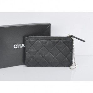 2014 Chanel Matelasse Zip Around Wallet Original Leather A35009 Black