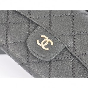2014 Chanel Tri-Fold Wallet in Original Elephant pattern Leather C9557 Black