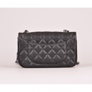 2014 Chanel mini Classic Flap Bag Caviar Leather 1117 Black in Silver