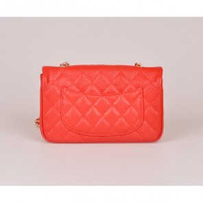 2014 Chanel mini Classic Flap Bag Red Caviar Leather 1117 Gold