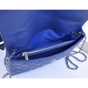2014 Chanel plaid ladybug flap bag A688389 in Blue