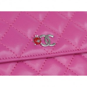 2014 Chanel plaid ladybug flap bag A688389 in Pink