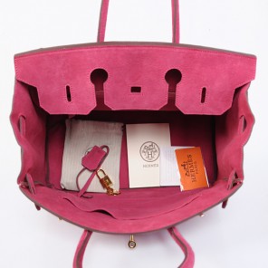 2014 Hermes Birkin 30CM Tote Bag Peach Nubuck Leather H30 Gold hardware