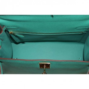 2014 Hermes Kelly 28cm Epsom Leather Bag Lake Green with Gold hardware