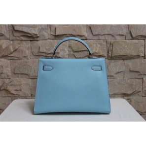 2014 Hermes Kelly 28cm Epsom Leather Bag Light Blue with Gold hardware