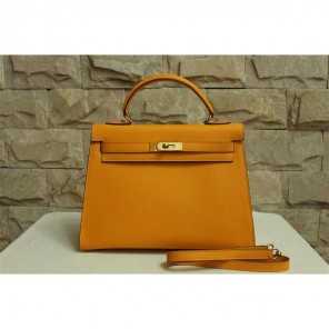 2014 Hermes Kelly 28cm Togo Leather Bag Yellow with Gold hardware