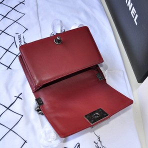 2014 LE Boy Chanel Flap Shoulder Bag Original Sheepskin Leather A67063 Claret
