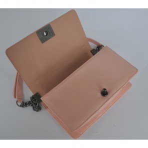 2014 Le Boy Chanel A90191 Pink Flap Shoulder Bag in Patent Leather