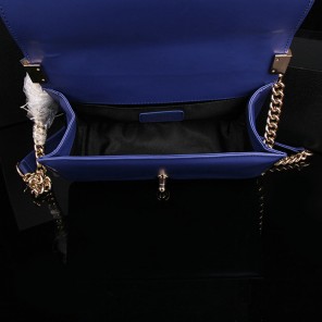 2014 Le Boy Chanel Flap Shoulder Bag Original Calf Leather A67086 Blue