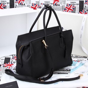 2014 PRADA Grainy Leather Tote Bag BN2767 Black