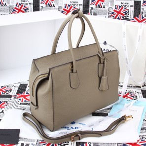 2014 PRADA Grainy Leather Tote Bag BN2767 Gray