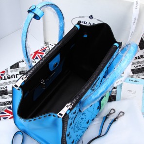 2014 Prada BN2619E Original Saffiano Leather Tote Bag in Blue