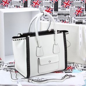 2014 Prada BN2619E Original Saffiano Leather Tote Bag in White