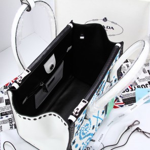 2014 Prada BN2619E Original Saffiano Leather Tote Bag in White