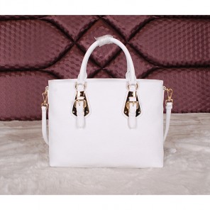 2014 Prada Calfskin Leather Tote Bag BN2645 White