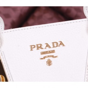 2014 Prada Calfskin Leather Tote Bag BN2645 White