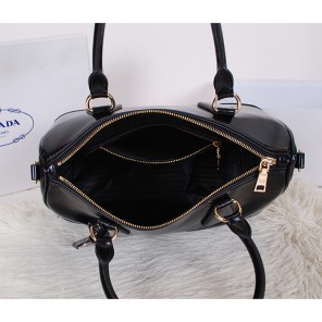 2014 Prada Iridescent Leather Boston Bag BN2318 Black