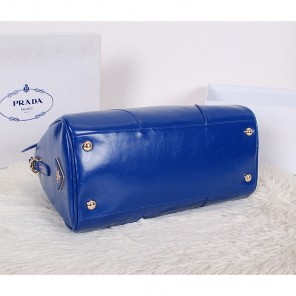 2014 Prada Iridescent Leather Boston Bag BN2318 Blue