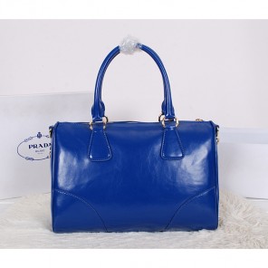2014 Prada Iridescent Leather Boston Bag BN2318 Blue