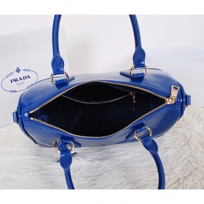2014 Prada Iridescent Leather Boston Bag BN2318 Blue