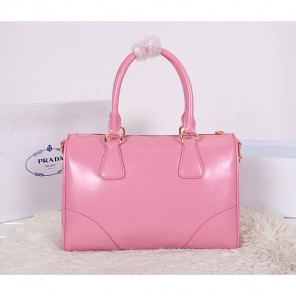 2014 Prada Iridescent Leather Boston Bag BN2318 Pink