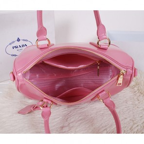 2014 Prada Iridescent Leather Boston Bag BN2318 Pink