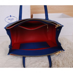 2014 Prada Saffiano Cuir Leather Tote BN2760 in Blue