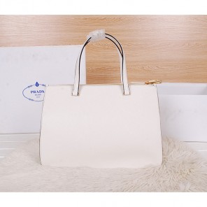 2014 Prada Saffiano Cuir Leather Tote BN2760 in White