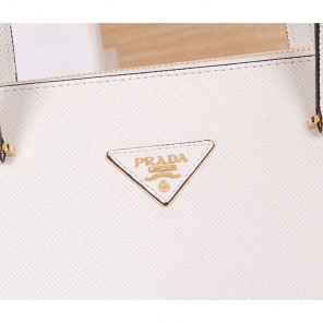 2014 Prada Saffiano Cuir Leather Tote BN2760 in White