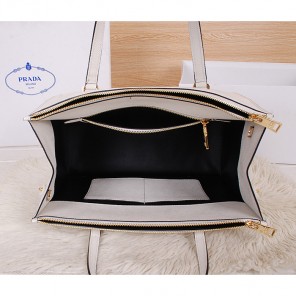 2014 Prada Saffiano Cuir Leather Tote BN2760 in White