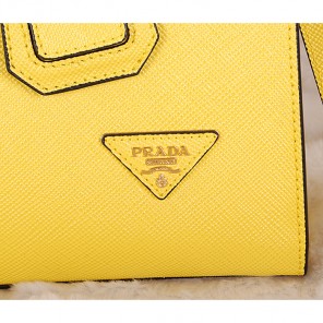 2014 Prada Saffiano Cuir Leather Tote Bag BN2788 Lemon