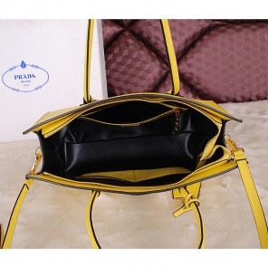 2014 Prada Saffiano Cuir Leather Tote Bag BN2788 Lemon