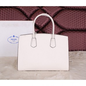 2014 Prada Saffiano Cuir Leather Tote Bag BN2788 White