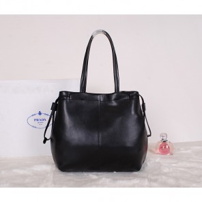 2014 Prada Soft Calf Leather Tote Bag BR5104 Black