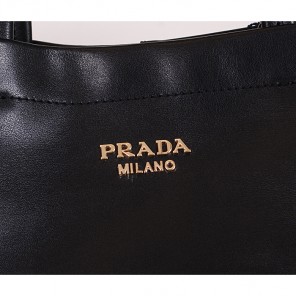 2014 Prada Soft Calf Leather Tote Bag BR5104 Black
