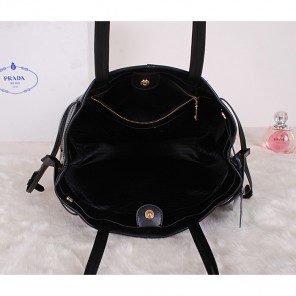 2014 Prada Soft Calf Leather Tote Bag BR5104 Black