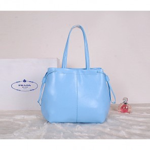 2014 Prada Soft Calf Leather Tote Bag BR5104 SkyBlue