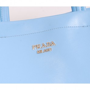 2014 Prada Soft Calf Leather Tote Bag BR5104 SkyBlue