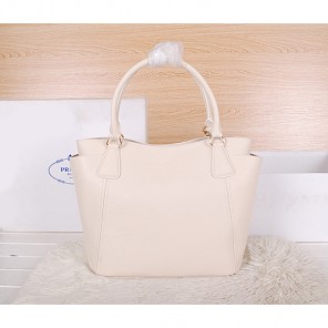 2014 Prada Vitello Daino Tote Bags Grainy Leather BR2435 White