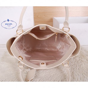 2014 Prada Vitello Daino Tote Bags Grainy Leather BR2435 White