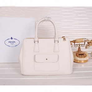 2014 Prada Weave Leather Tote Bags B2274 White