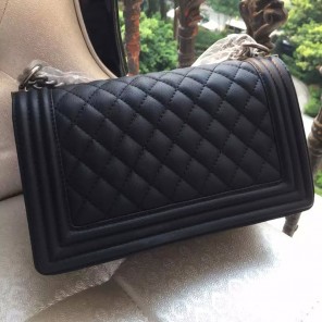 2015 Boy Chanel Flap Shoulder Bag Original Leather A67086 Black with Silver