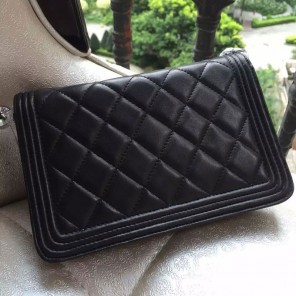 2015 Boy Chanel WOC mini Flap Bag Black Original Sheepskin leather A33808