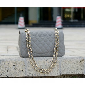 2015 Chanel 1112 Flap Bag Caviar Leather Gray with Gold