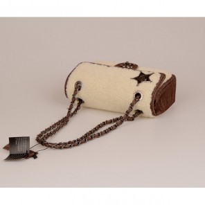 2015 Chanel 2.55 Series Classic Flap Bags Villus A66999 OffWhite