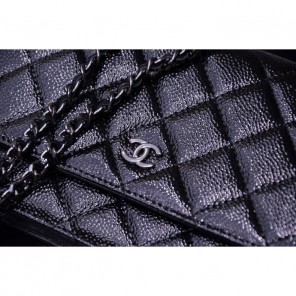 2015 Chanel A33814 Black Light Caviar Leather mini Flap Bag Ancient silver