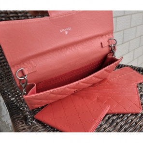 2015 Chanel A91808 original leather clutch chain bag Pink